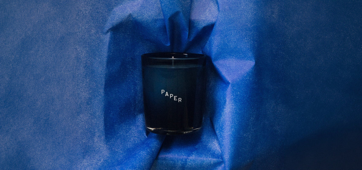 The PAPER candle wrapped in blue paper